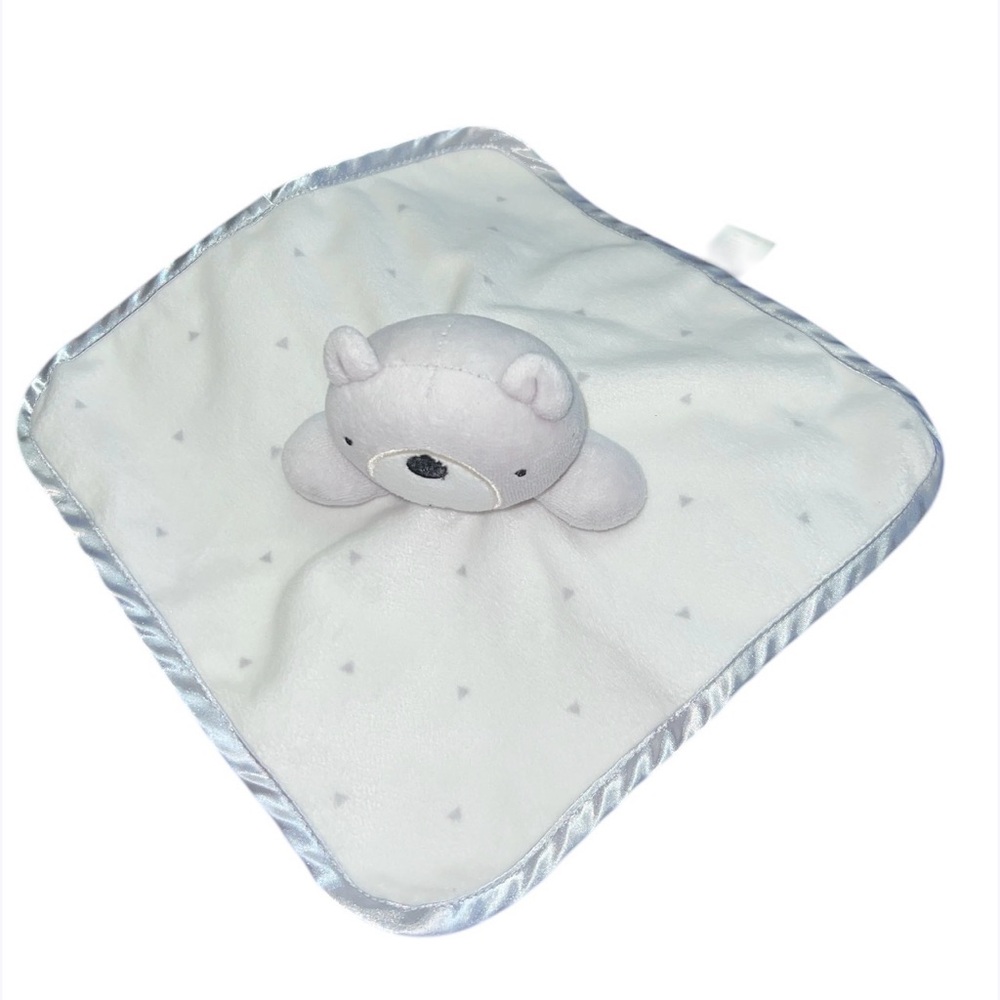 Wonder Nation Teddy Bear Plush Security Blanket Lovey Gray White